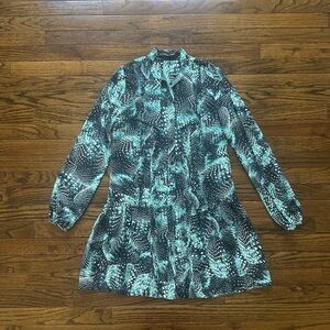 Cynthia Steffe Teal and Black Abstract Dress